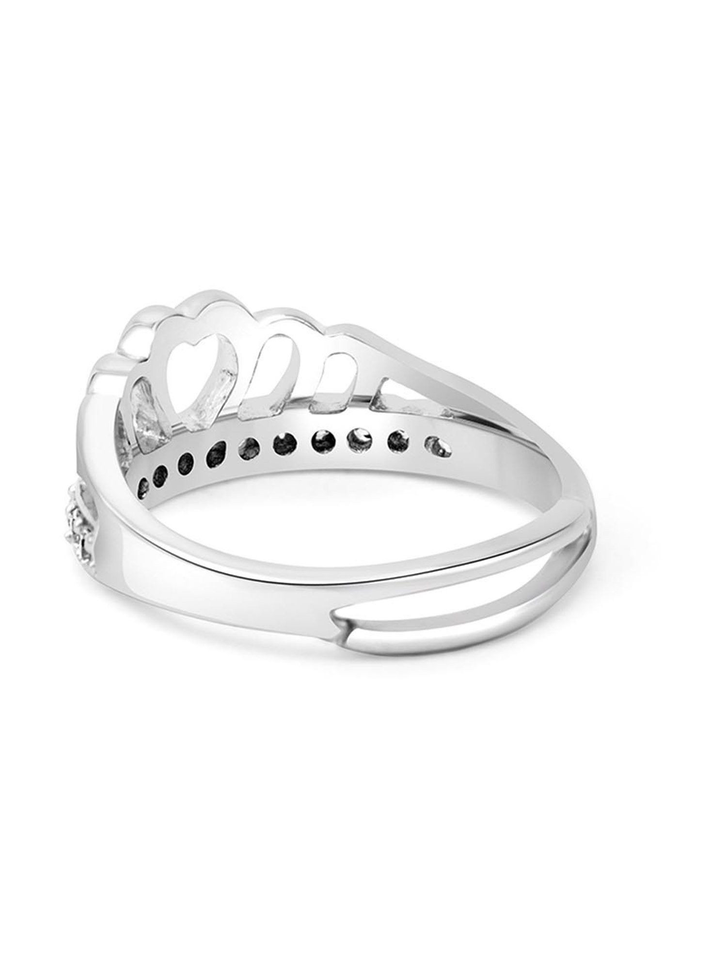 March by FableStreet 92.5 Sterling Silver Hearts Crown Casual Ring for Women