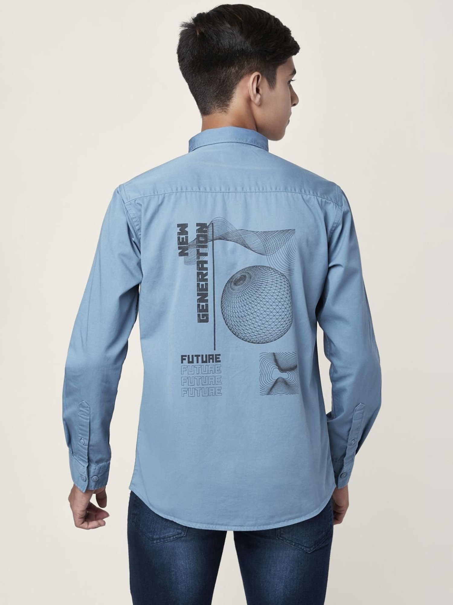 Coolsters by Pantaloons Kids Blue Cotton Printed Full Sleeves Shirt