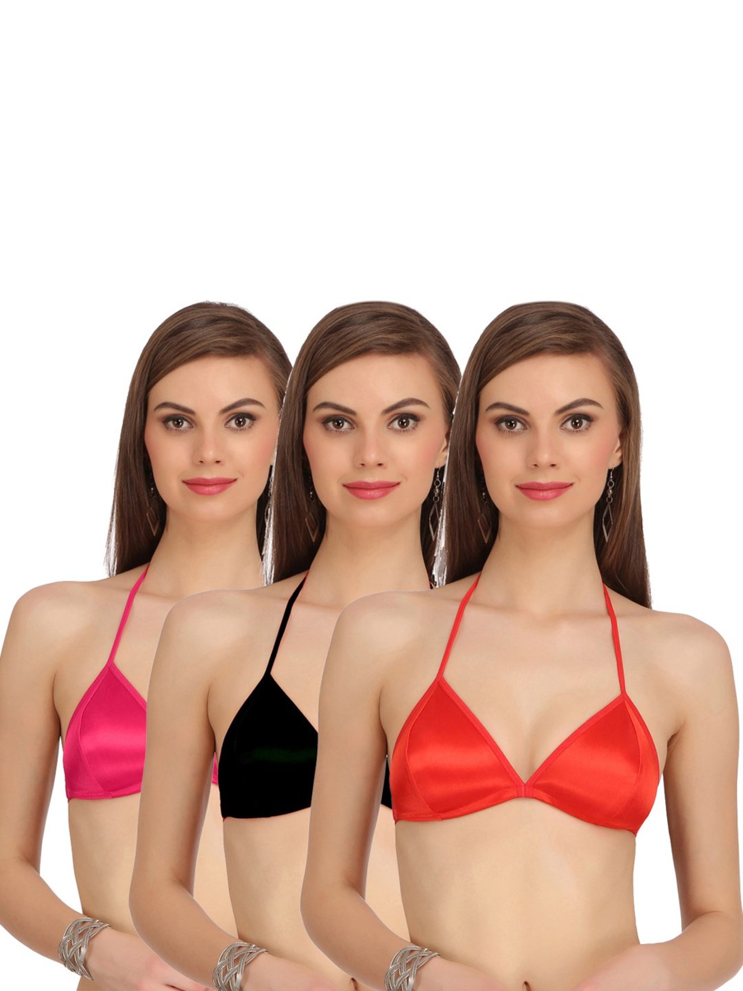 AROUSY Black & Pink Cotton Everyday Bra - Pack Of 3