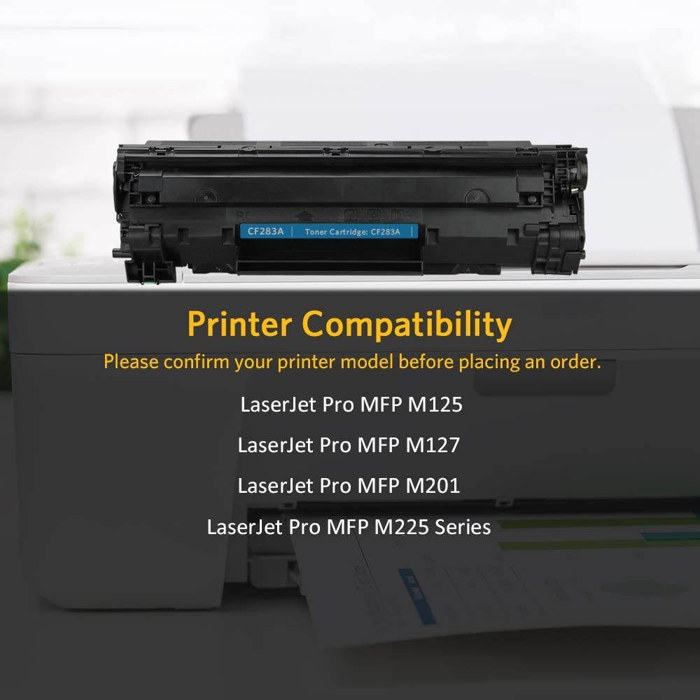 V4INK Compatible CF283A Toner Cartridge Replacement for HP 83A CF283A for use in HP Laserjet Pro MFP M127fw M127fn M125nw M201dw M201n M225dn M225dw M125a Series Printer (Black, 1 Pack)