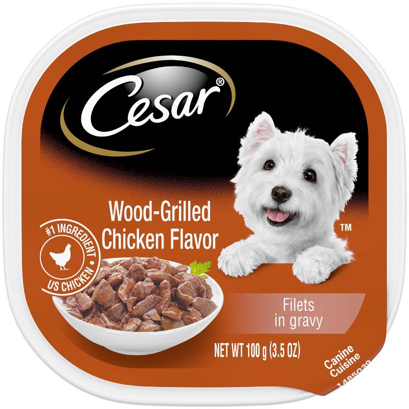 Cesar Filets in Gravy Wet Dog Food Wood Grilled Chicken Flavor - 3.5oz