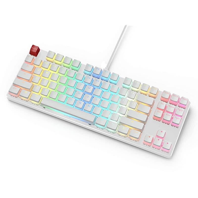 Aura Keycaps for Mechanical Keyboards - PBT, Pudding, Double Shot, White, Standard Layout | 104 Key, TKL, Compact Compatible (Aura (White))