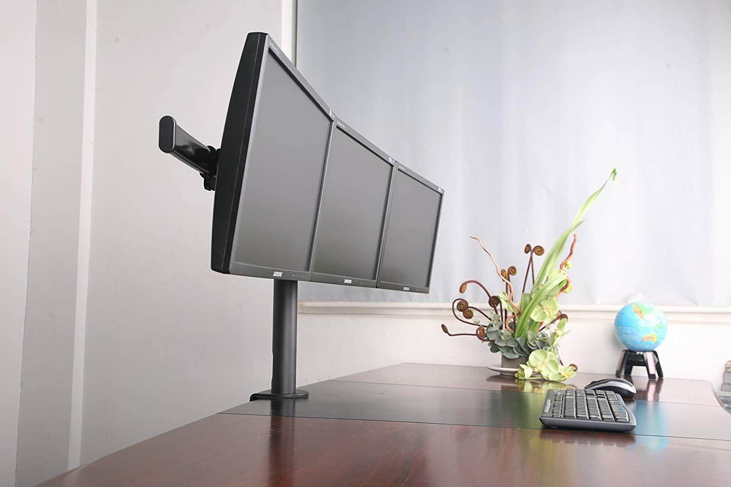 XtremPro Triple Monitors Desk Mount Stand Mount, Adjustable Tilt &plusmn;15&deg;, 360 Rotation, Fits 3 Screens 13" to 27" - Black (41024)
