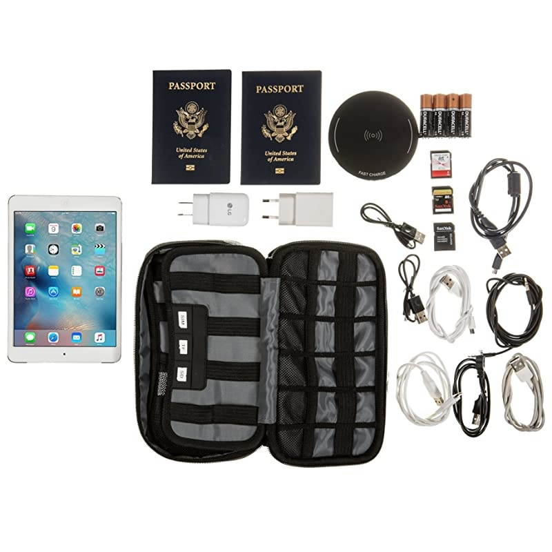 Organizer Travel Tech Case - Charge Cord, Slim Gadget, Charger Organizer Pouch Bag - Portable Cable Management Case