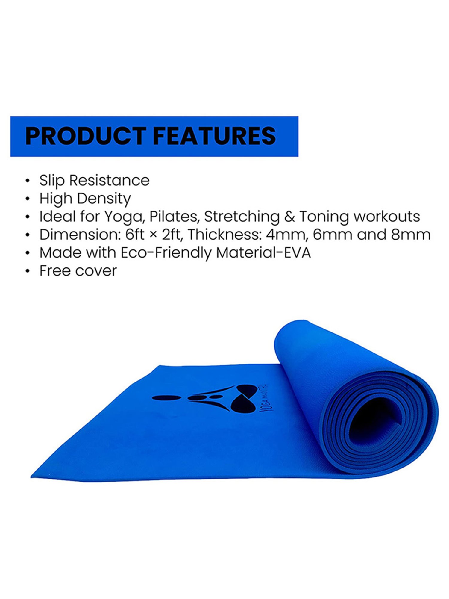 Stag Global Anti-Slip Yoga Mat (Blue) Size - 6X2 Ft