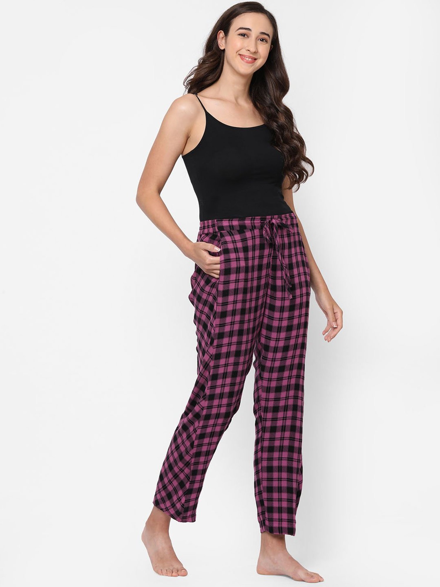 Mystere Paris Pink & Black Checks Pyjamas