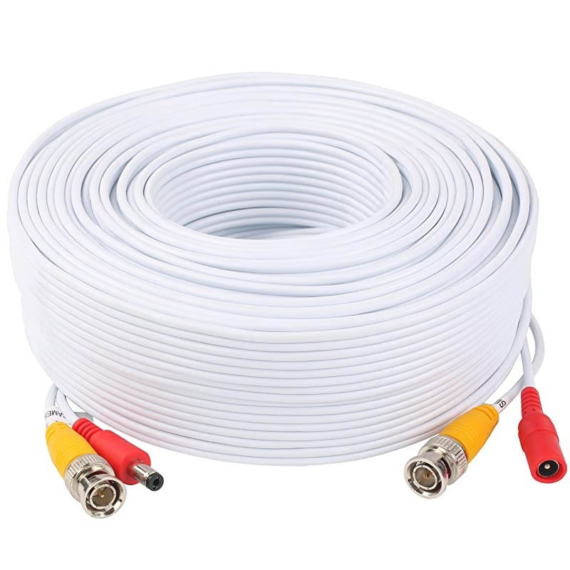 Video Power Cable 100 Feet PreMade AllinOne Video Security Camera Cable Wire with Two Connectors for CCTV DVR Surveillance System
