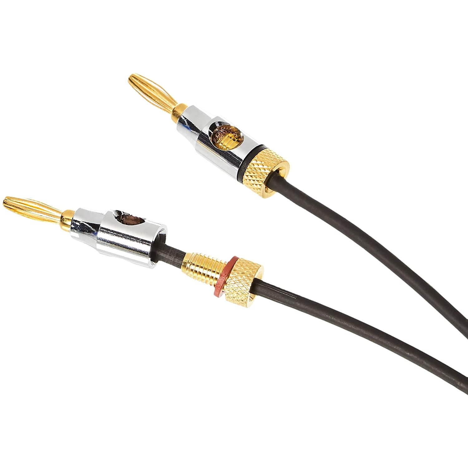 AmazonBasics Speaker Cable Wire with Gold-Plated Banana Tip Plugs - CL2 - 99.9% Oxygen Free - 3-Foot
