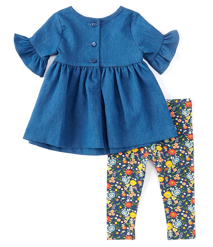 Bonnie Jean Baby Girls Newborn-24 Months Chambray Float Dress & Floral Leggings Set