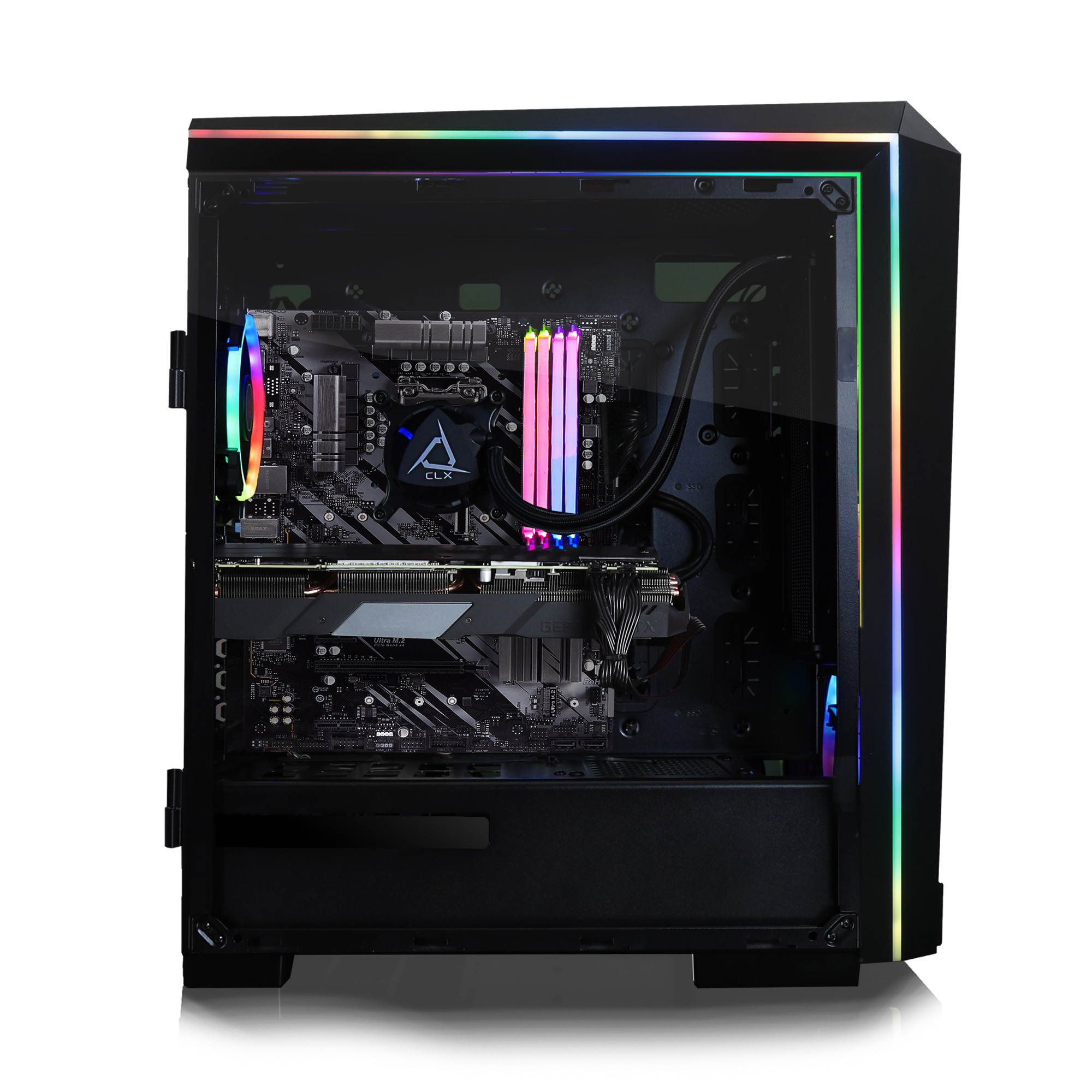 CLX SET Gaming Desktop - Liquid Cooled - Intel Core i9 10850K 3.60 GHz 10-Cores Processor, 64GB DDR4 Memory, GeForce RTX 3090 24GB GDDR6X Graphics, 1TB SSD, 6TB HDD, WiFi, Windows 10 Home 64-bit