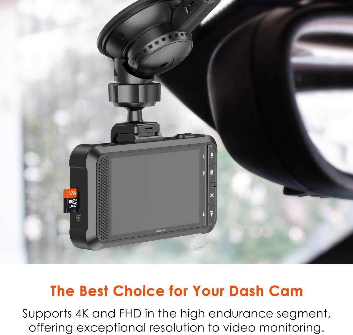 Vantrue 256GB MicroSDXC UHS-I U3 V30 Class 10 4K UHD Video High Speed Transfer Monitoring SD Card with Adapter for Dash Cams, Body Cams, Action Camera, Surveillance & Security Cams