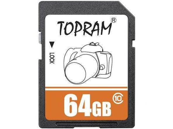 TOPRAM 64GB 64G SD SDXC Card Class 10 Extreme Speed for Camera & Camcorder