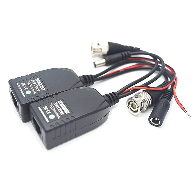HD CVI/TVI/AHD BNC to RJ45 CAT5 UTP Passive Video Balun with Power Connectors,720P/1080P CCTV PTZ Camera System Transceiver