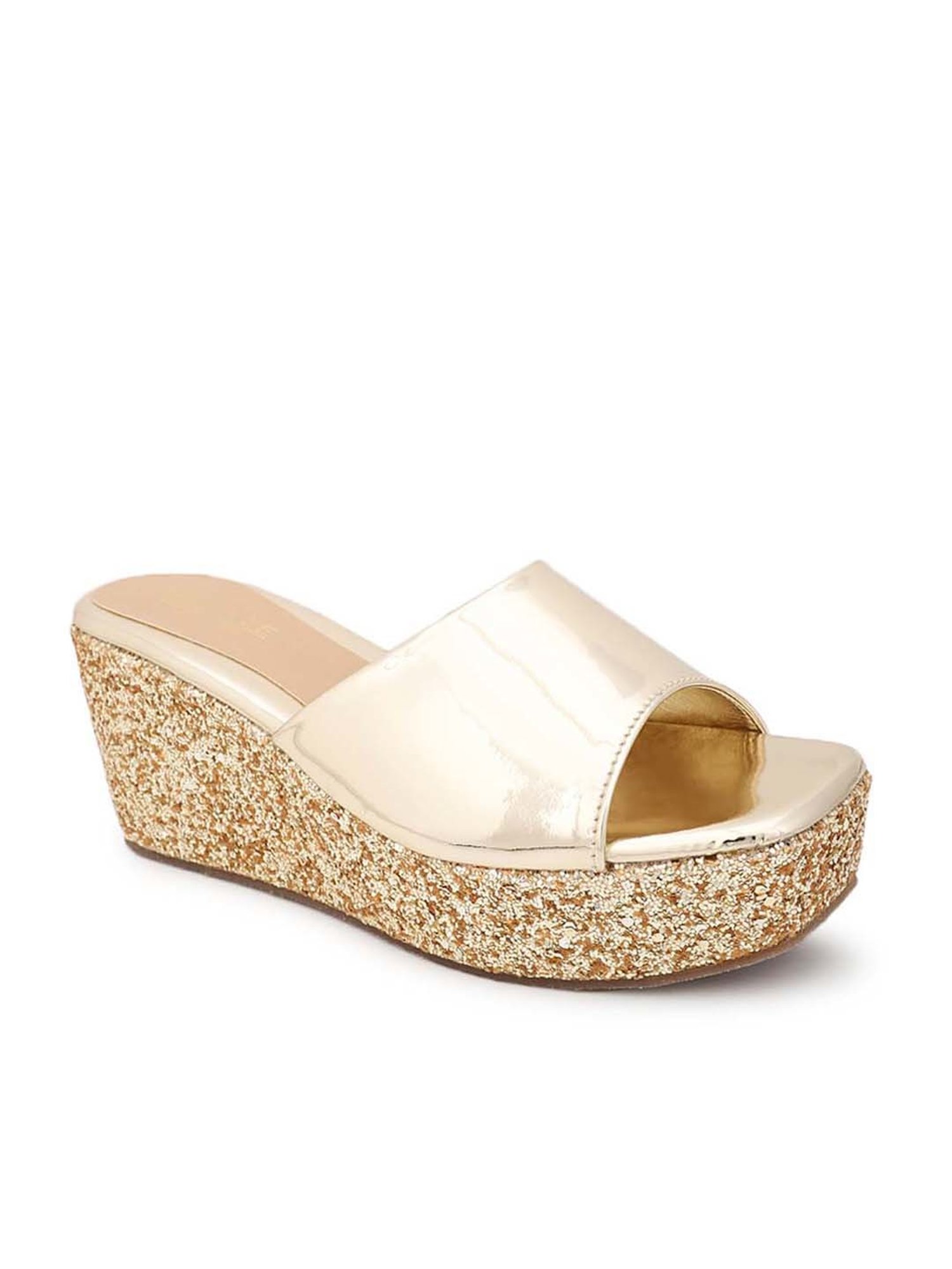 Truffle Collection Women's Pale Gold Casual Wedges