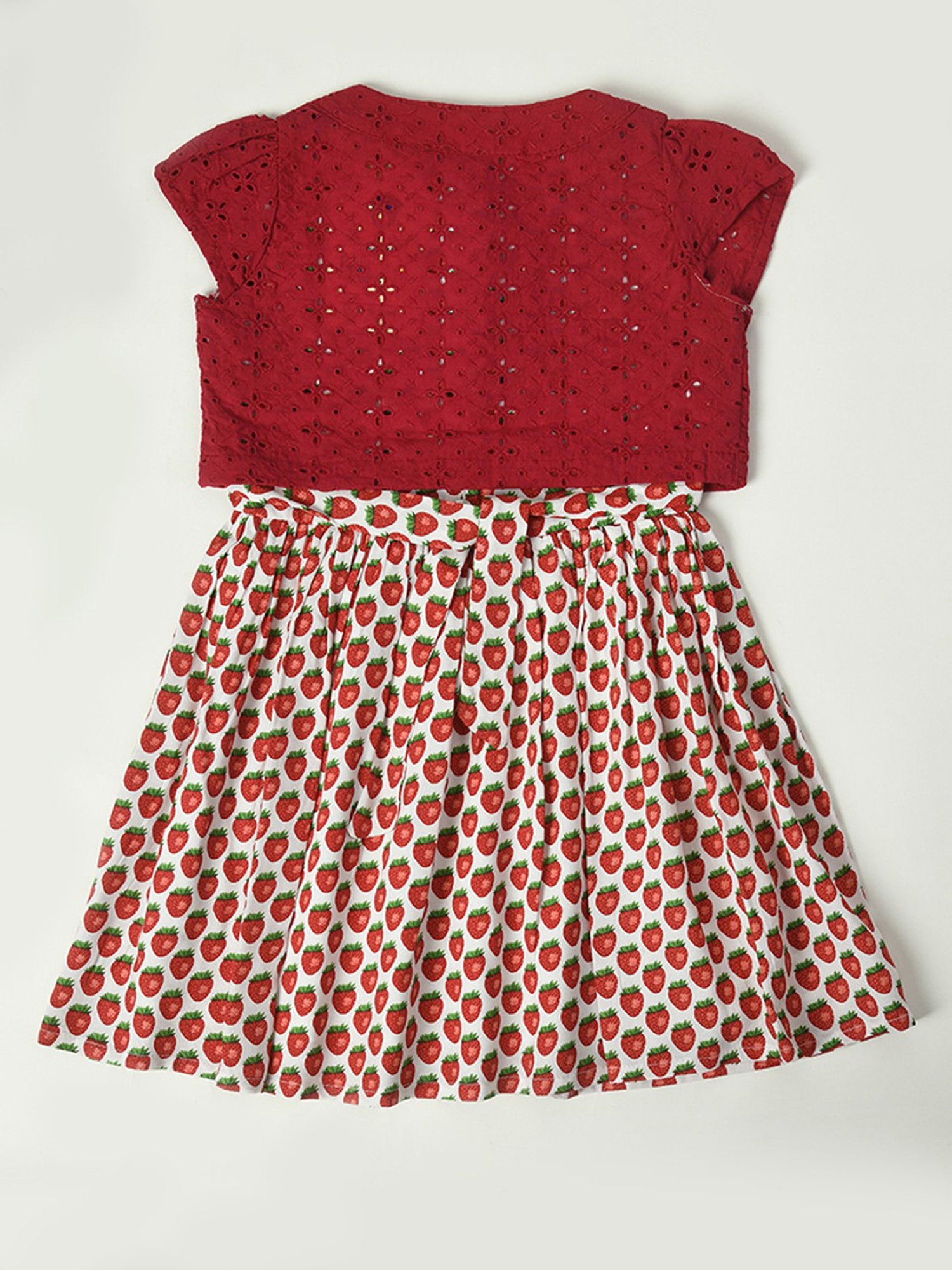 Bella Moda Kids Pink & White Printed Fit & Flare Dress with Jacket