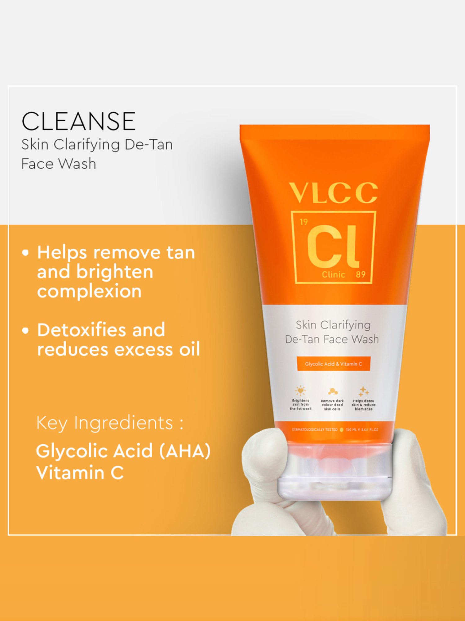VLCC Clinic Skin Clarifying De-Tan Face Wash & De-tan Face Mask Combo