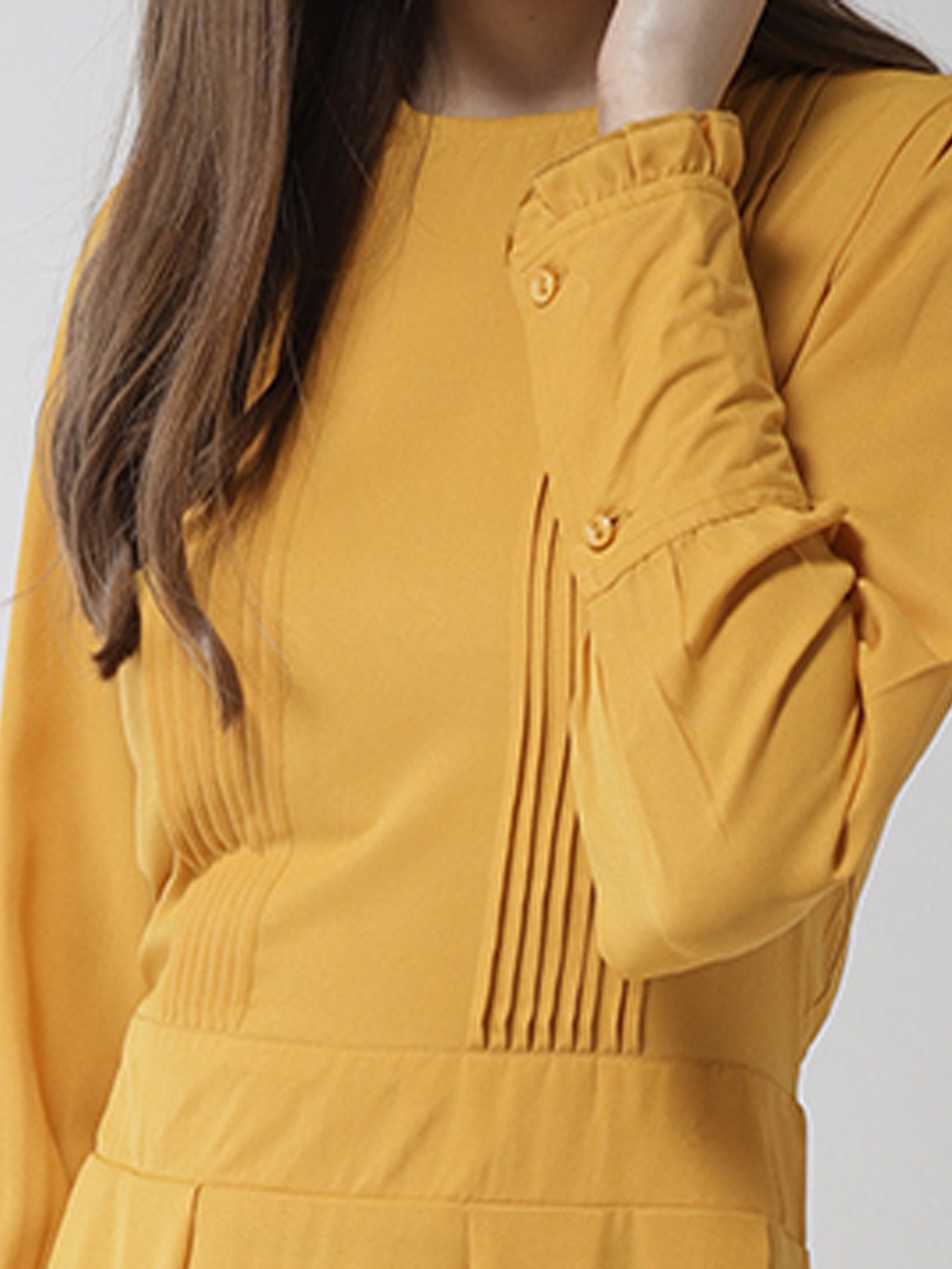 StyleStone Mustard Regular Fit & Flare Dress