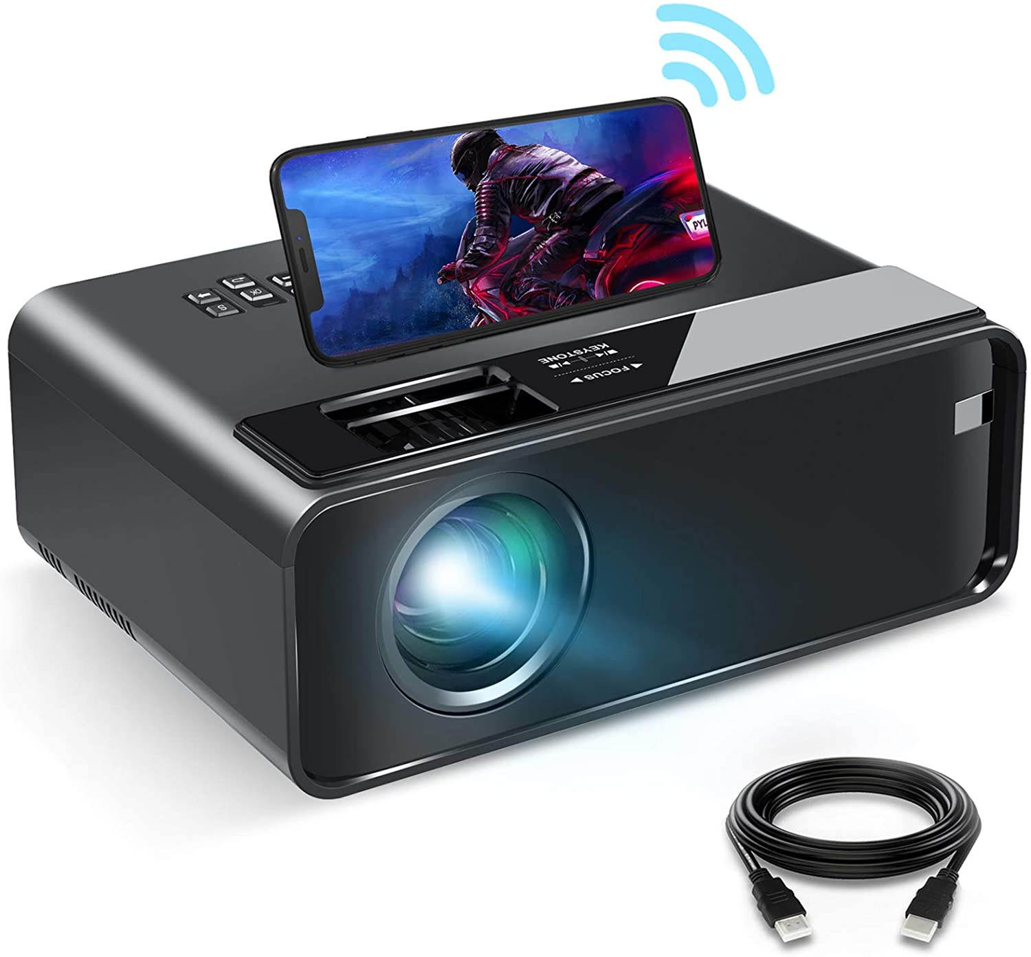 Mini Projector for iPhone, ELEPHAS 2020 WiFi Movie Projector with Synchronize Smartphone Screen, 1080P HD Portable Projector Supported 200" Screen, Compatible with Android/iOS/HDMI/USB/SD/VGA