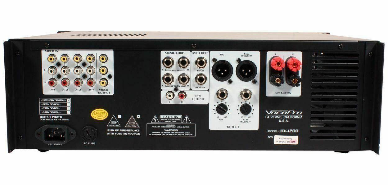 Vocopro HV-1200 1200 Watt Powered Mixer/Karaoke Mixing Amplifier w/Vocal FX