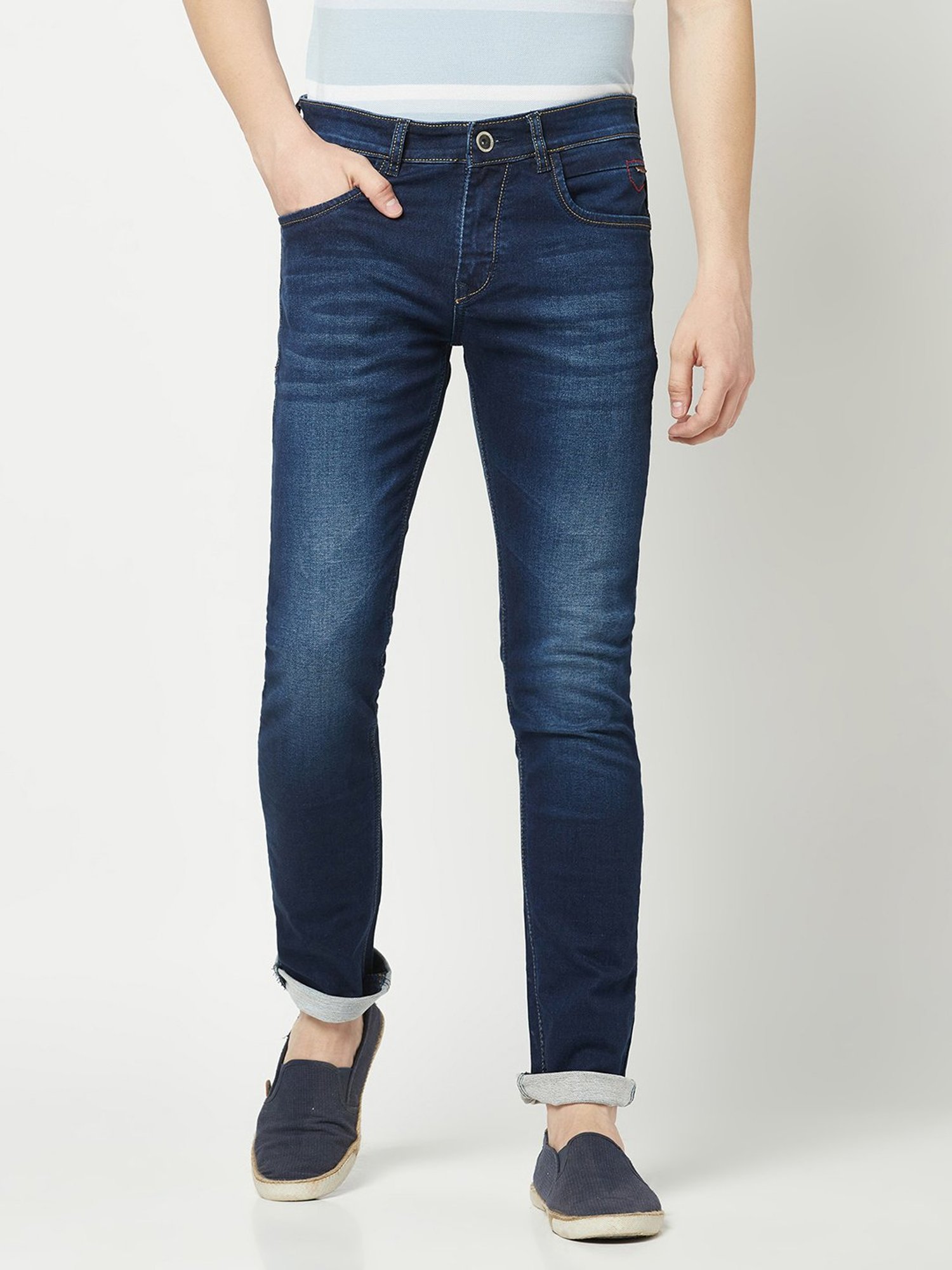 American Eagle Blue Cotton Regular Fit Jeans