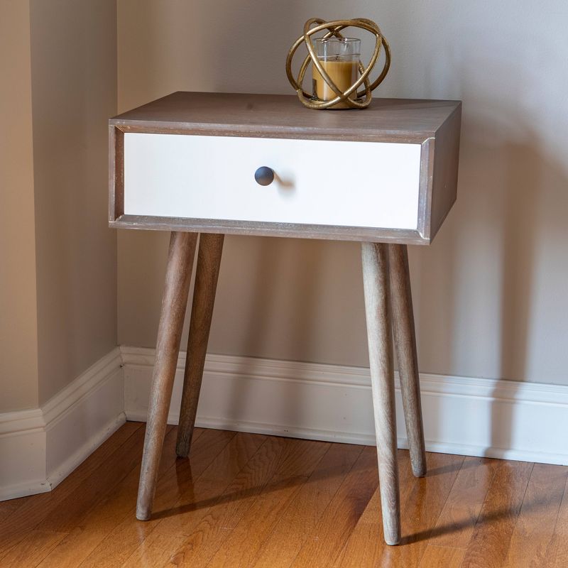 Melvin Mid Century Modern Storage Accent Table Driftwood - Décor Therapy