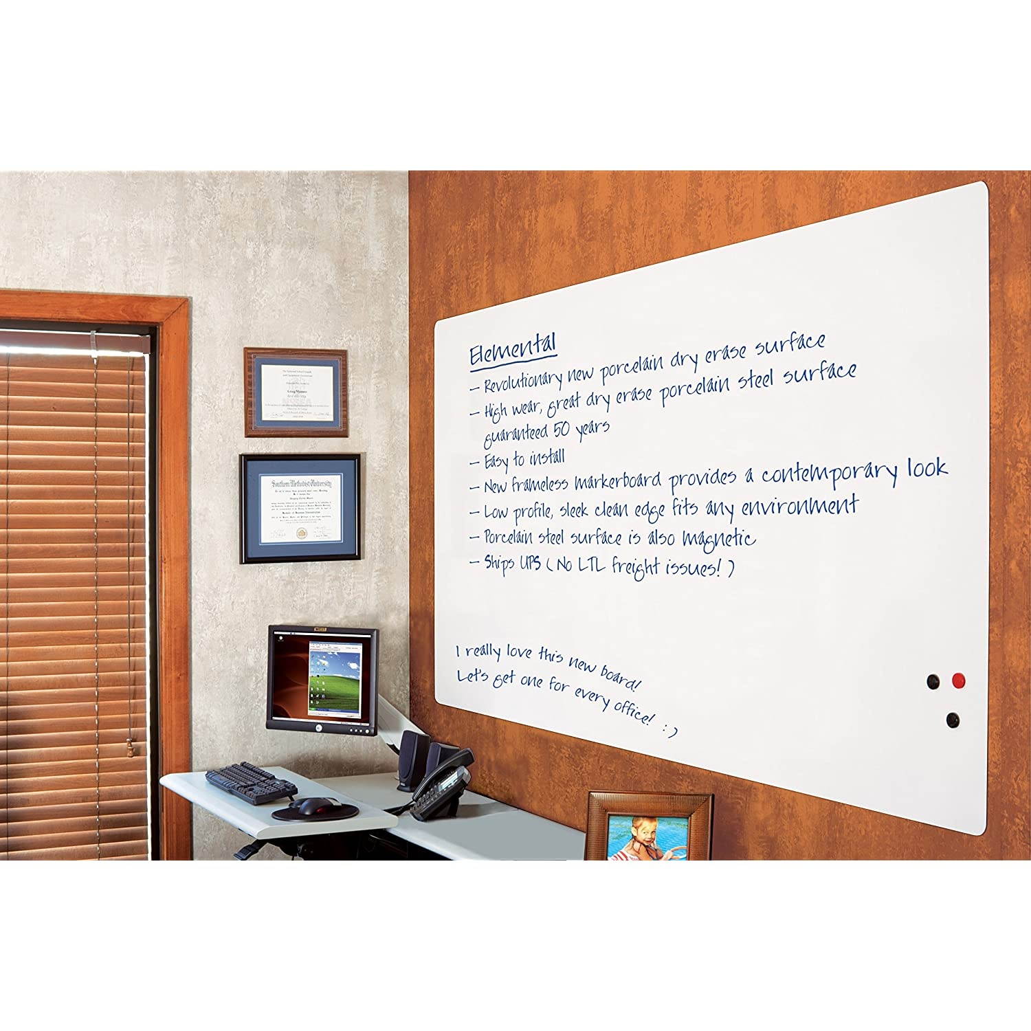 Best-Rite Elemental Magnetic Dry Erase Whiteboard Peel-n-Stick Skin, 4 x 4 Feet, White (208JD-25)