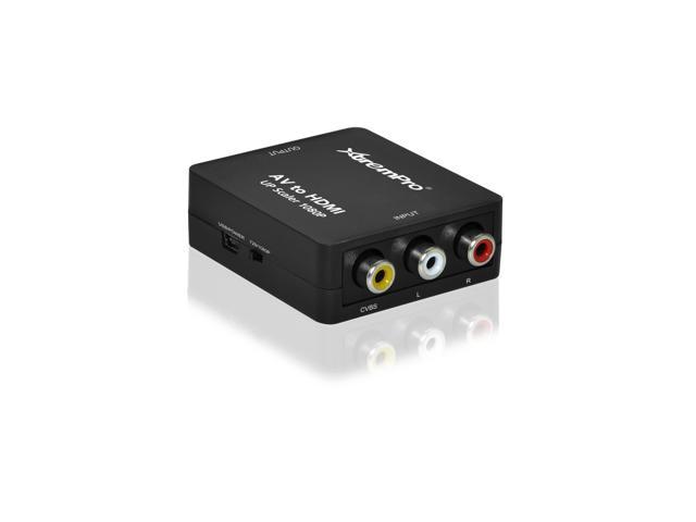 XtremPro AV to HDMI Converter Mini Coposite RCA CVBS AV to HDMI Video Audio Converter, Support PAL/NTSC w/USB Charge Cable for PC Laptop Xbox PS4 PS3 TV STB VHS VCR Camera DVD - Black (61088)
