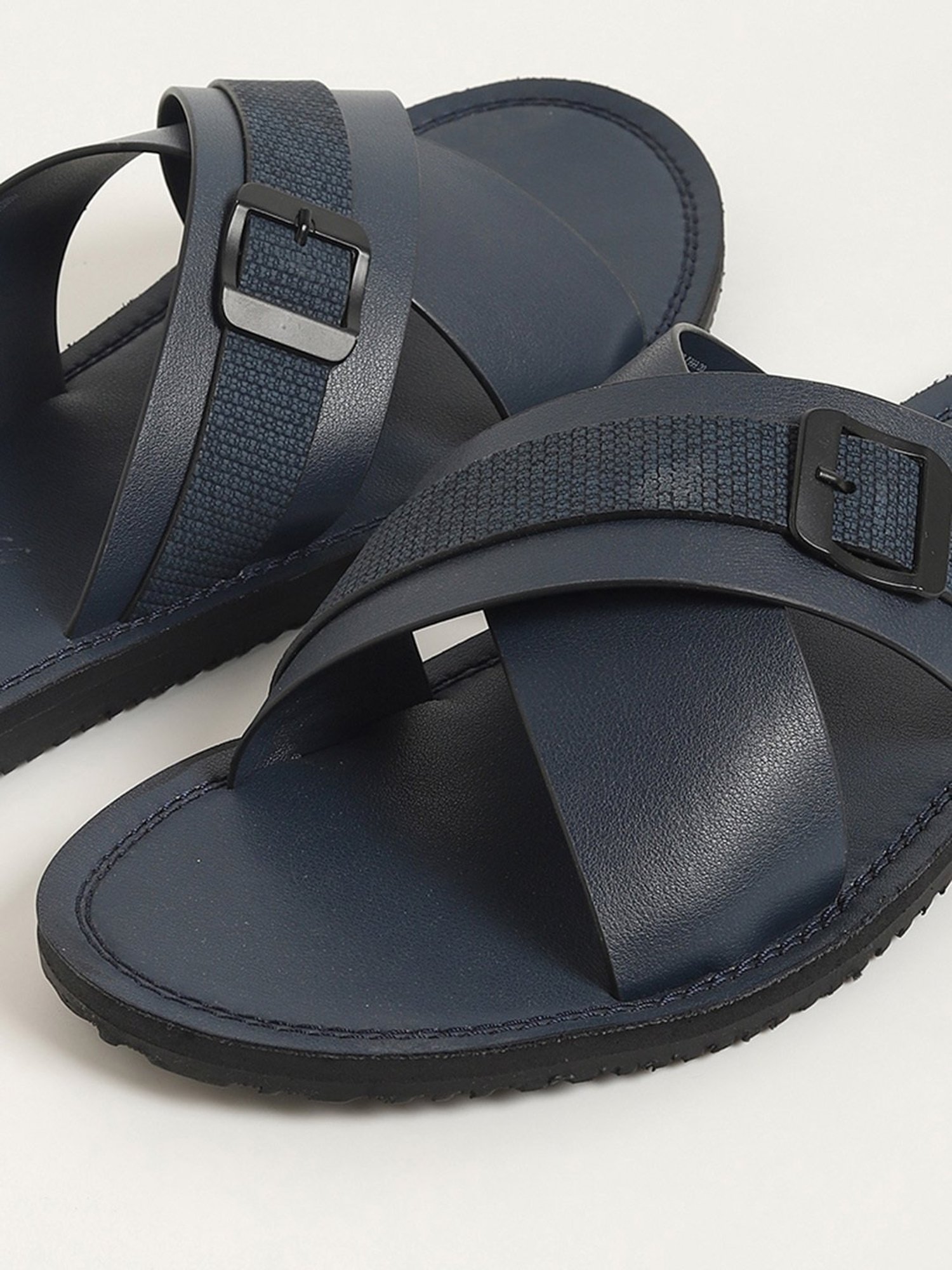SOLEPLAY by Westside Navy Cross-Strap Leather Sandals