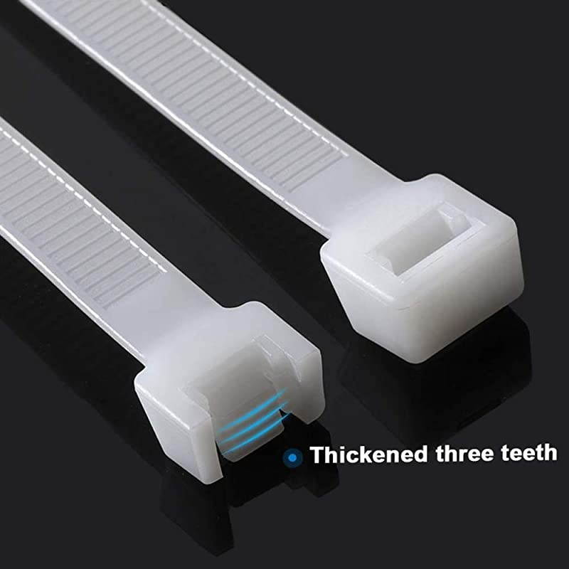 ties 16 inch Cable Nylon ties Heavy duty cable ties100 per pack Environmentally friendly Industrial quality Uses 3 latches for stronger locks With 60 Pounds Tensile White