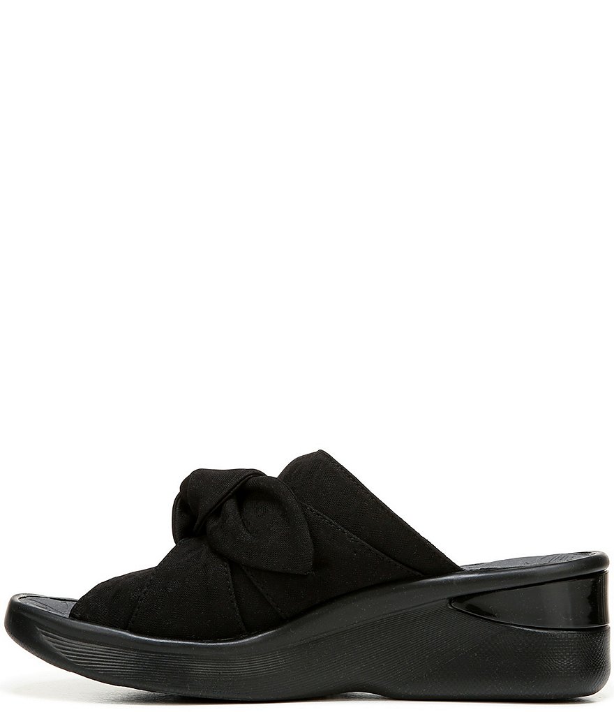 Bzees Smile Knit Bow Detail Washable Wedge Slide Sandals