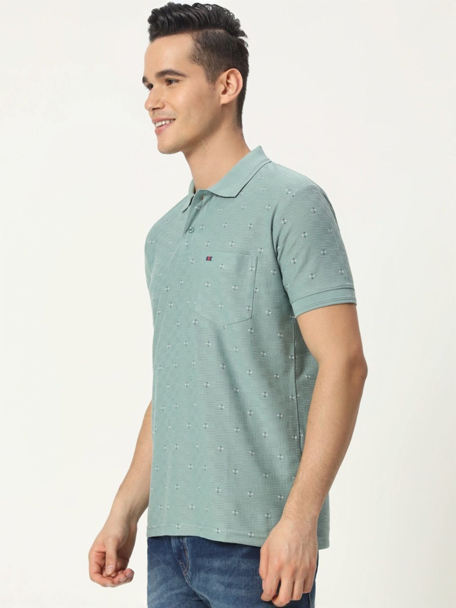 Tab91 Green Regular Fit Printed Polo T-Shirts