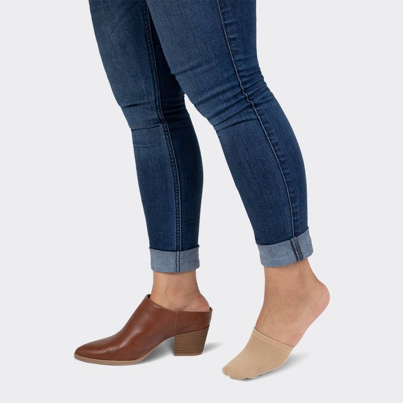 Peds Women's Grippers Tactel Nylon 2pk Liner Muel Socks - Nude One Size