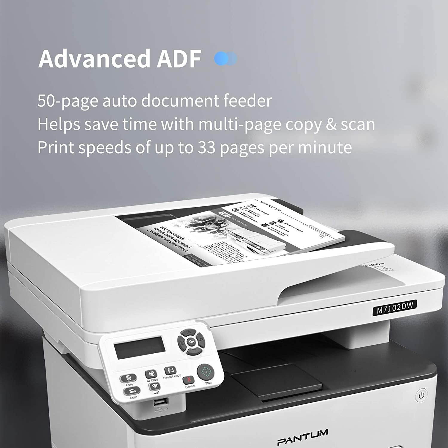 Pantum M7102DW Laser Printer Scanner Copier 3 in 1, Wireless Connectivity and Auto Two-Sided Printing with 1 Year Warranty, 35 Pages Per Minute (V6W81B)