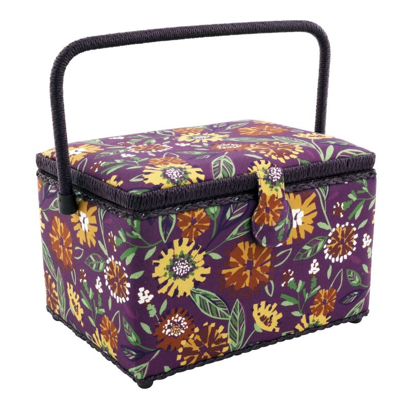 Dritz Large Rectangle Sew Basket Floral Burgandy
