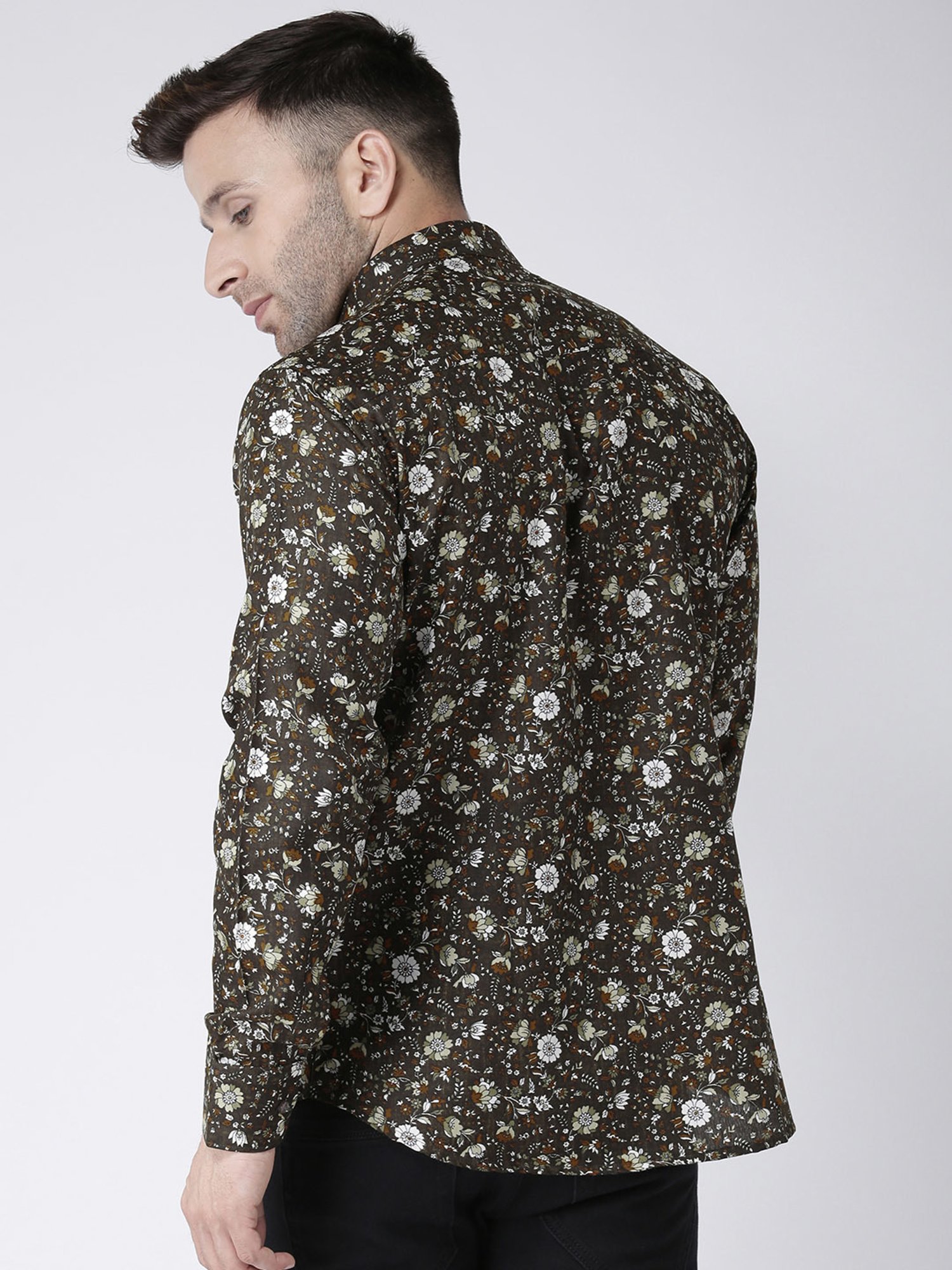 Hangup Plus Green Slim Fit Printed Shirt