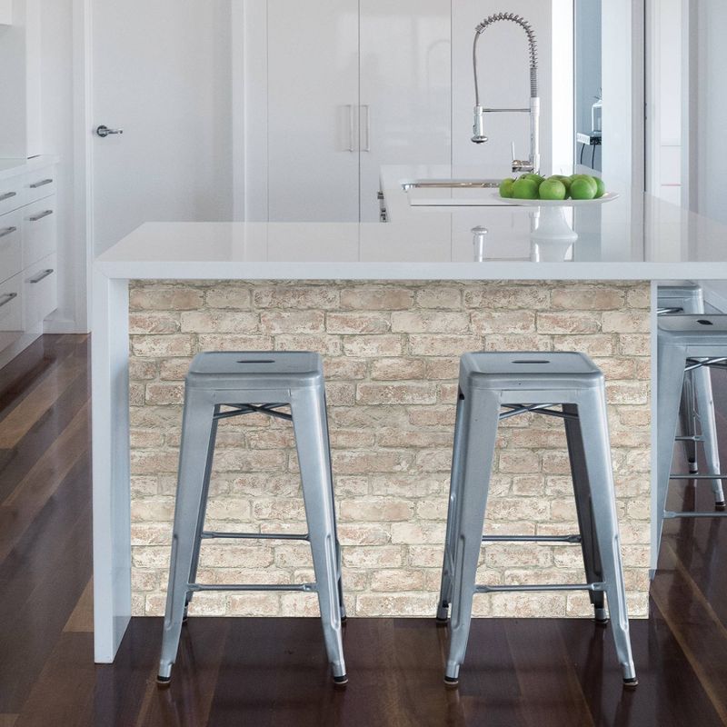 Brewster Washed Denver Brick Peel & Stick Wallpaper White