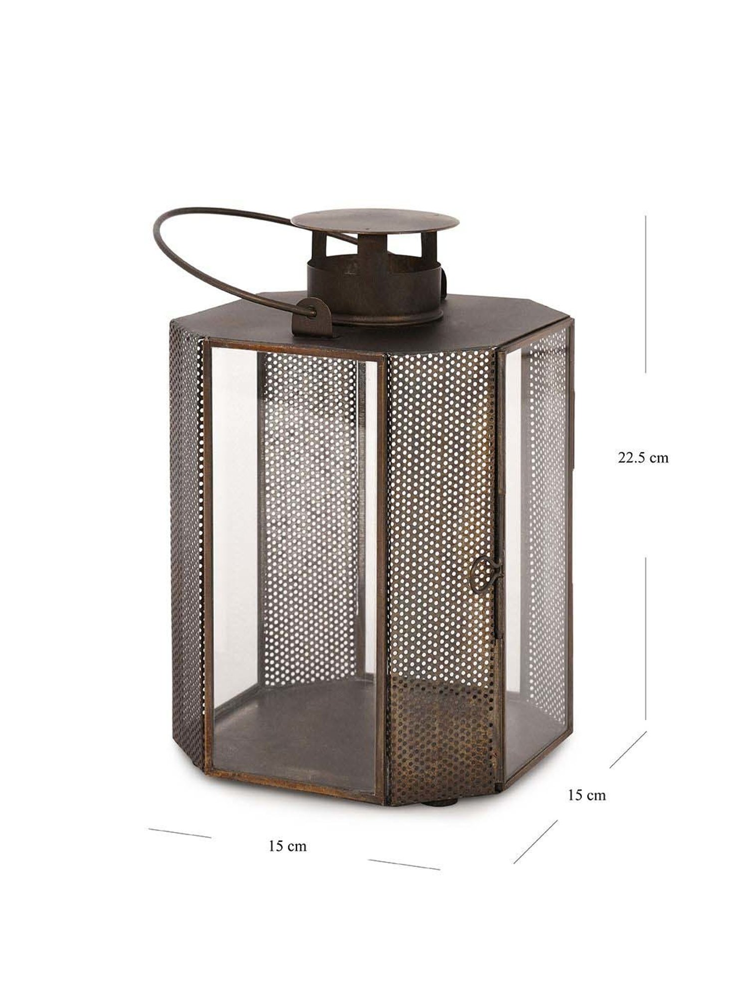 Pure Home and Living Brown Iron Antique Finish Lantern