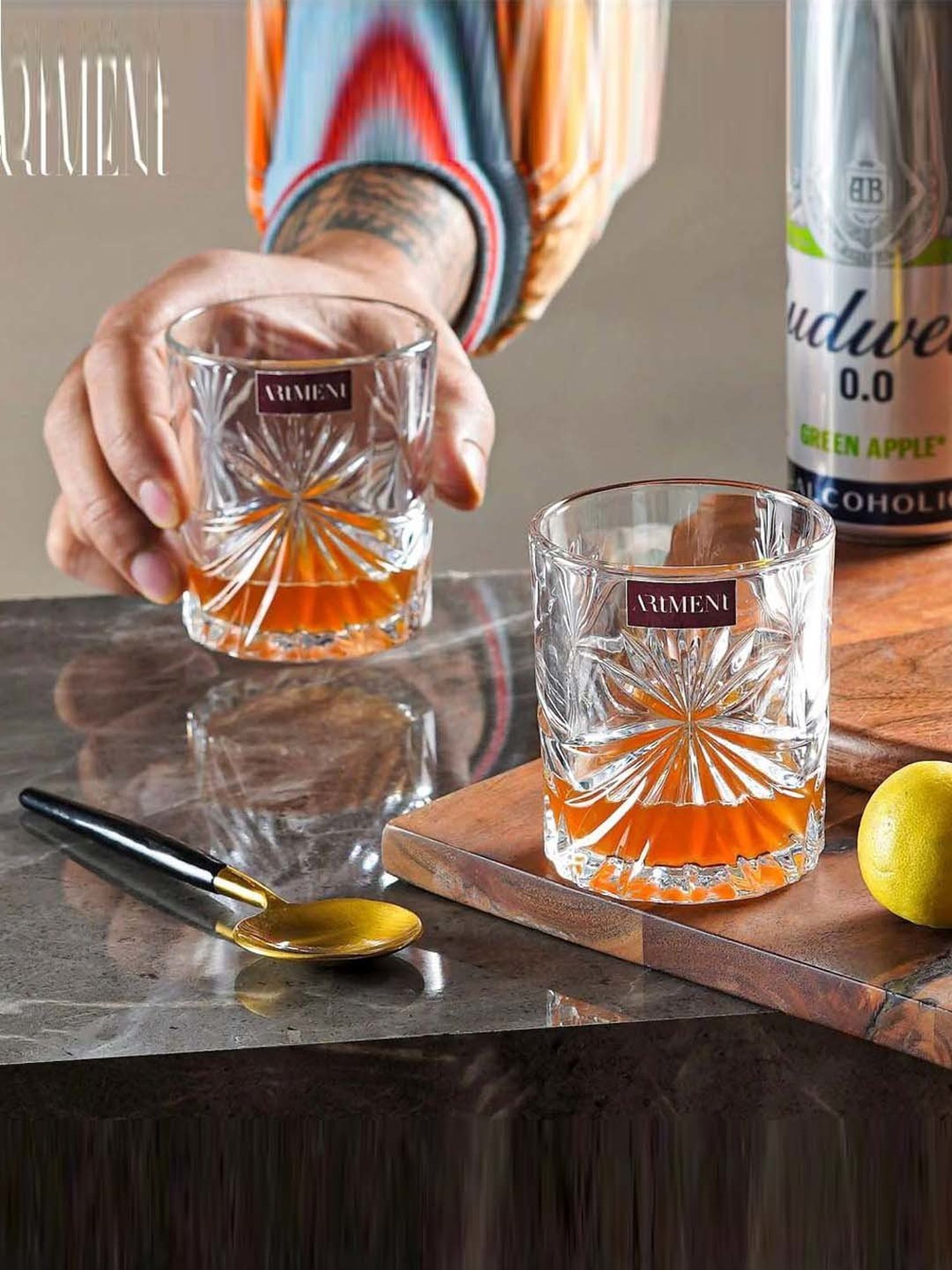 The Artment Impressionist Scotch Savvy Transparent Crystal Whiskey Glass (0.21 L) - Set of 8