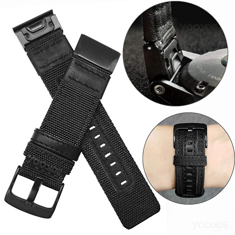Fenix 5Fenix 6 Watch Band 22mm QuickFit NOTA Nylon Durable Wristband Strap for Garmin Fenix 55 PlusFenix 6InstinctQuatix 5 MARQForerunner 935945Fit Wrist 63866inch Black