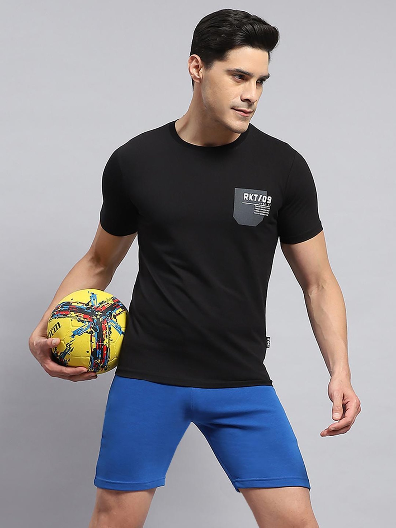 Rock.it Black Cotton Regular Fit Printed T-Shirt