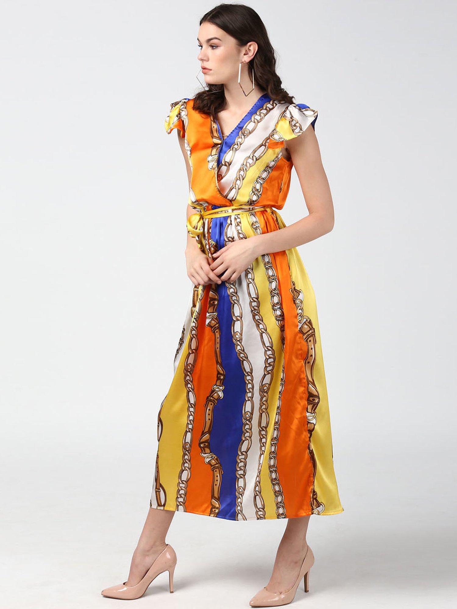 StyleStone Multicolor Printed Midi Dress