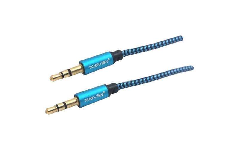 Xavier Braided Aux Stereo - Blue - 6 Feet - 6 ft AUX Audio Cable - First End: 1 x 3.5mm Male Audio - Second End: 1 x 3.5mm Male Audio