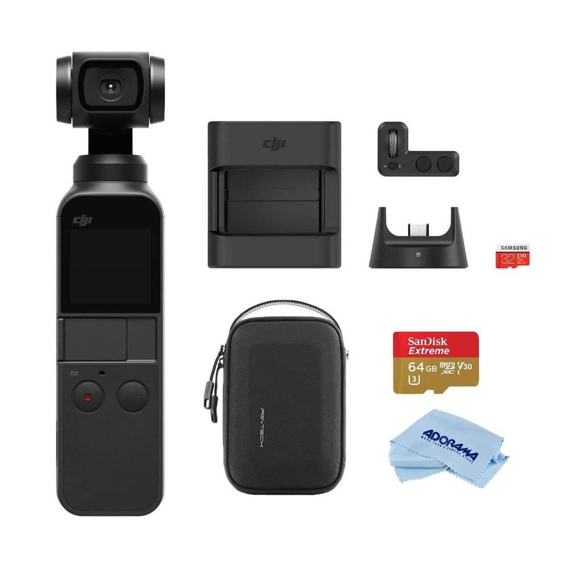 DJI Osmo Pocket 3-Axis Gimbal Stabilized Handheld Camera With Accessory Bundle