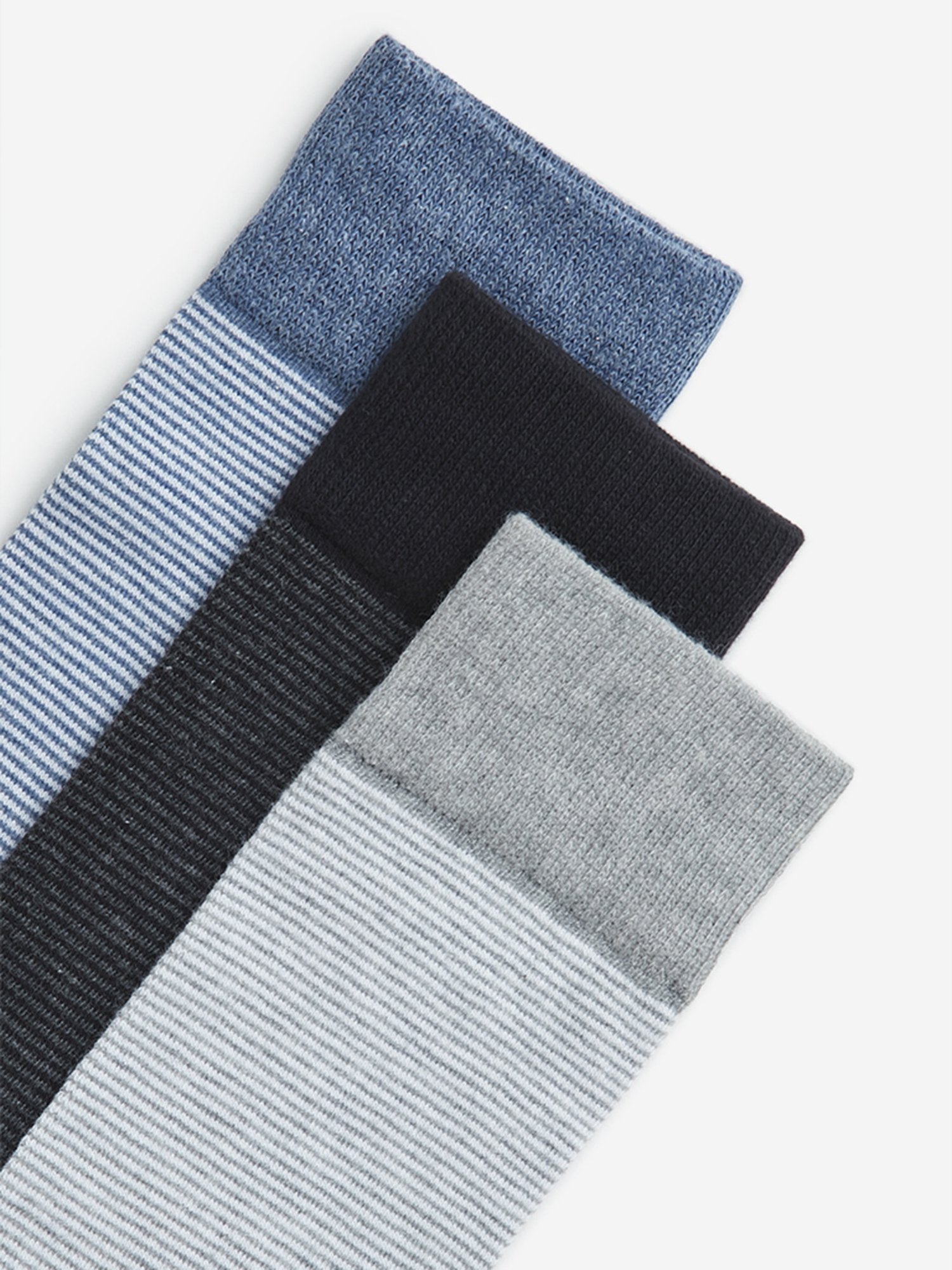 WES Lounge by Westside Blue Striped Cotton Blend Socks - Pack of 3