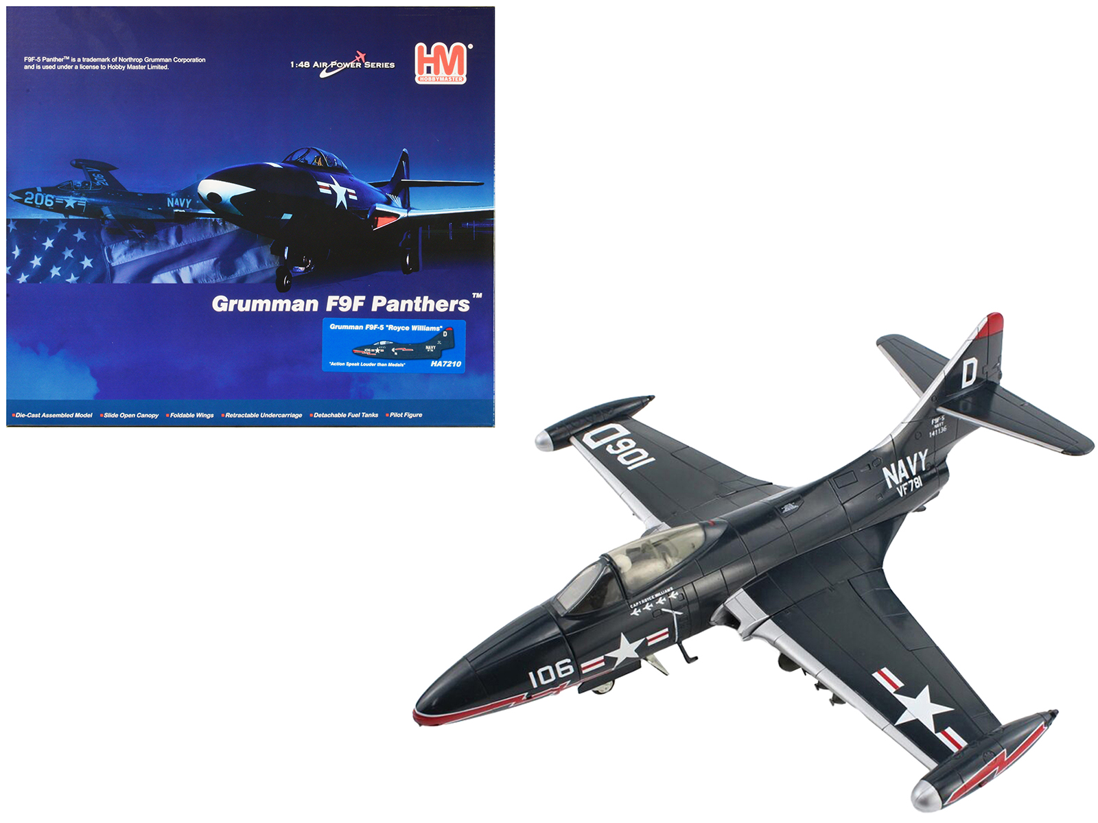Grumman F-14B Tomcat Fighter Aircraft "VF-103 Jolly Rogers USS George Washington" (2000) United States Navy "Air Power Series" 1/72 Diecast Model by Hobby Master