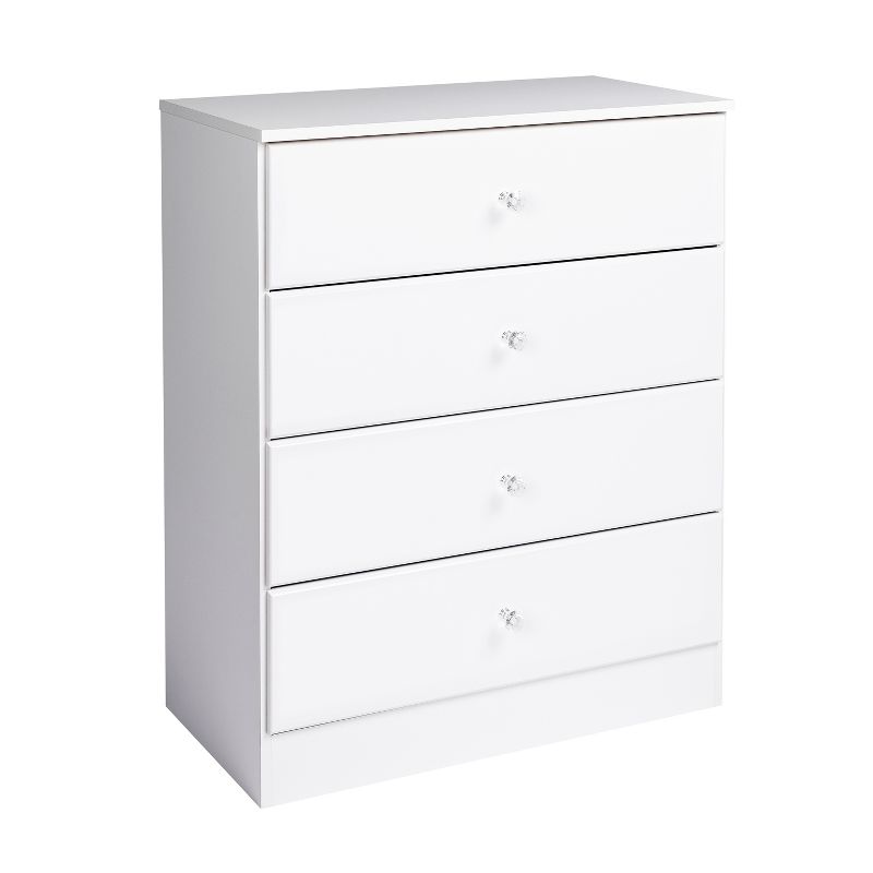 Astrid 4 Drawer Dresser with Crystal Knobs White - Prepac