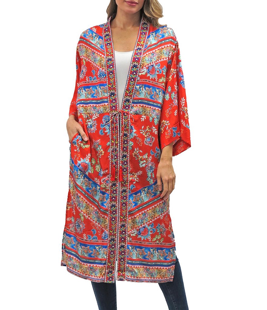 Karyn Seo Miranda Vintage Inspired Embroidered Kimono Cardigan
