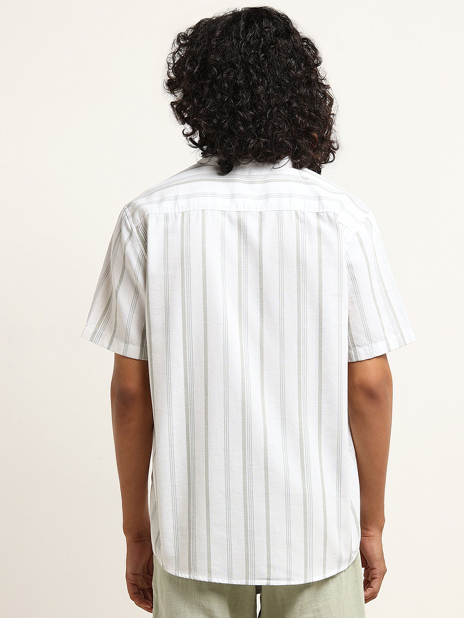 ETA by Westside Off-White Striped Resort Fit Shirt