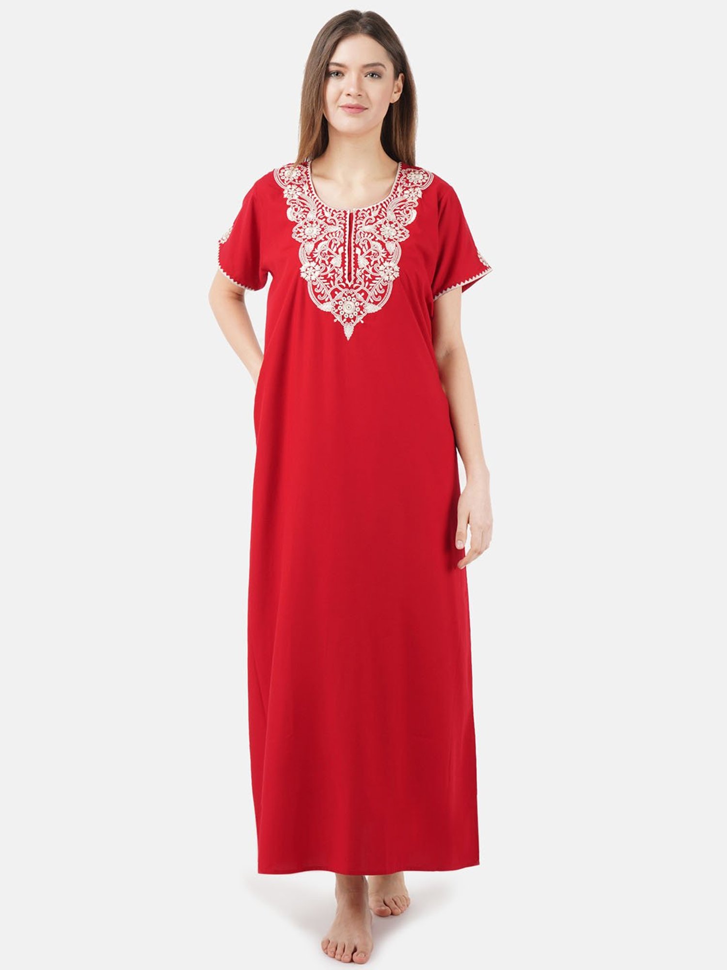 KOI SLEEPWEAR Red Embroidered Nighty