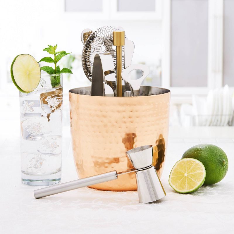 Old Dutch 5pc Stainless Steel Aura Hammered Bar Tools Set Copper